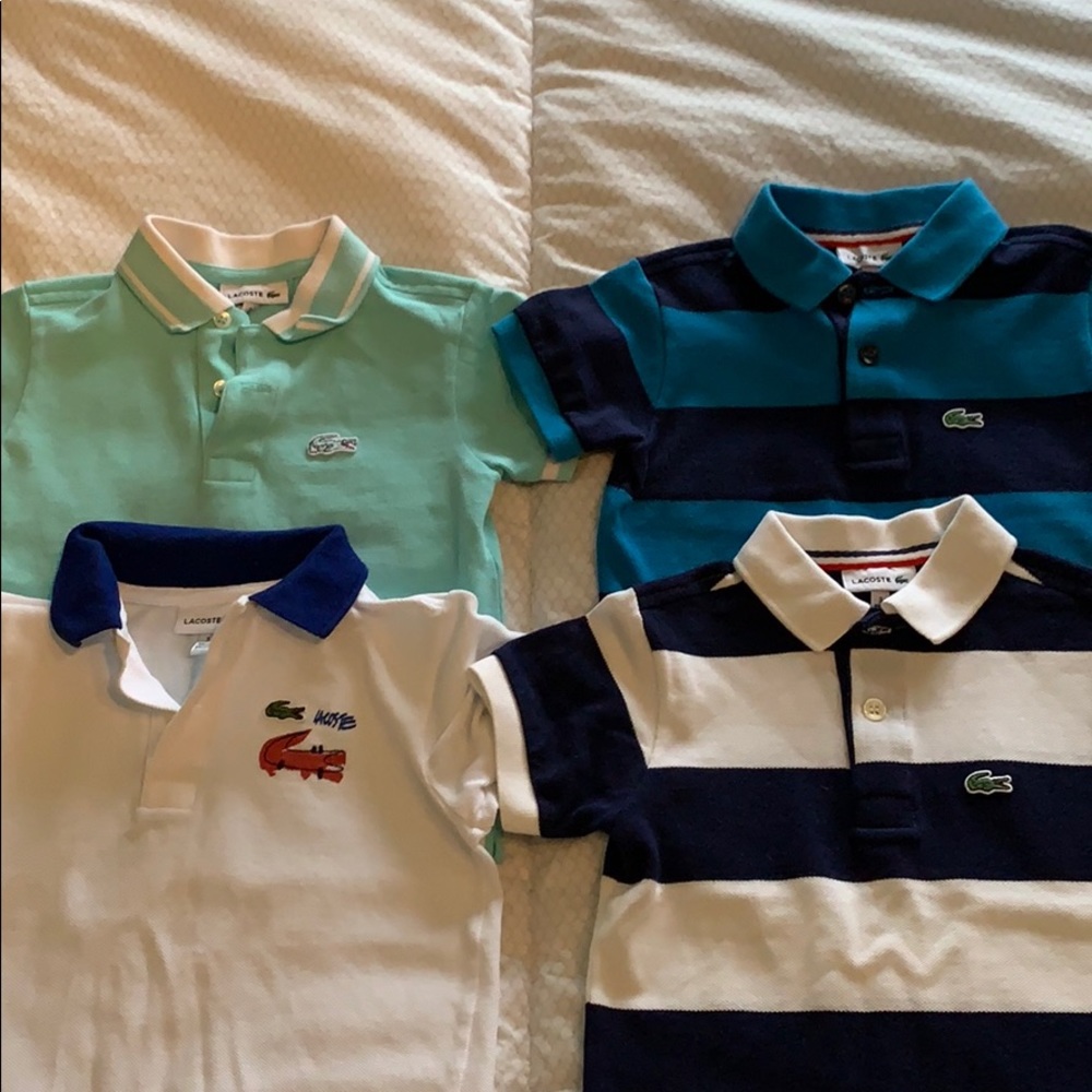 Four boys size 3 Lacoste polos